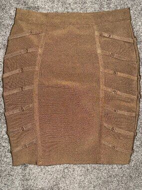 WOW Couture Tan Bandage Skirt with Straps Size Medium